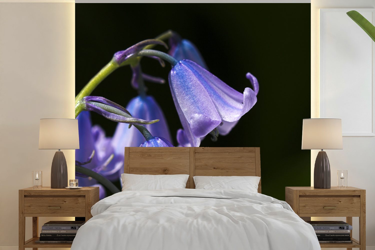 MuchoWow Fototapete Nahaufnahme der violetten Blüten einer Sternhyazinthe, Matt, bedruckt, (5 St), Vinyl Tapete für Wohnzimmer oder Schlafzimmer, Wandtapete