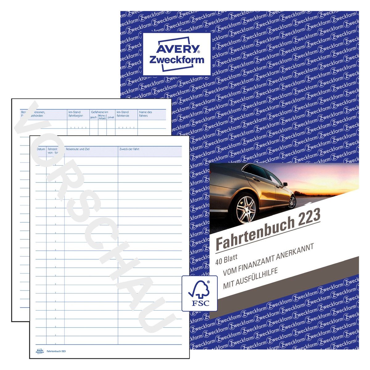 Avery Zweckform Formularblock AVERY Zweckform Fahrtenbuch für PKW 80 Seiten 858 Fahrten DIN A5 40