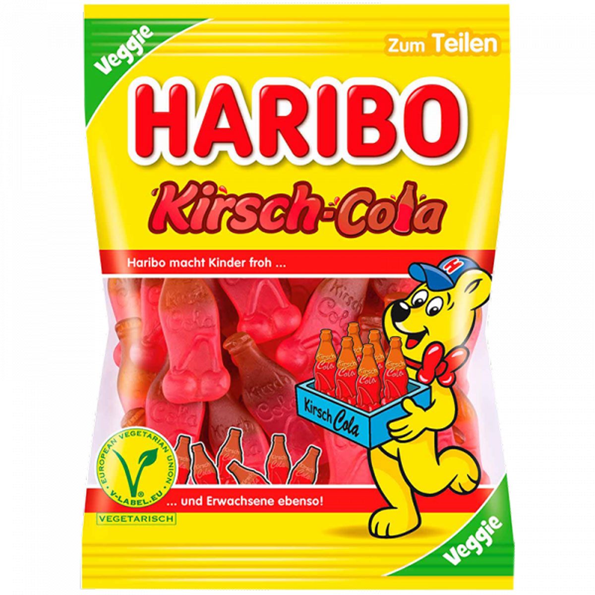 HARIBO Süßigkeit, Haribo Kirsch Cola veggie Flaschen mit Kirsch Cola Geschmack 175g