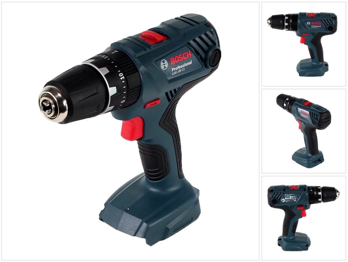 Bosch Professional Schlagbohrmaschine Professional GSB 18V-21 Akku Schlagbohrschrauber 18 V 55 Nm Solo (06