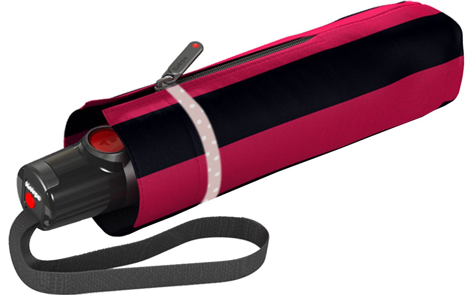 kleiner schwarz-rot T.100 die für Taschenregenschirm Iguacu, Auf-Zu-Automatik Automatikschirm UV-Schutz - Knirps® Duomatic Handtasche