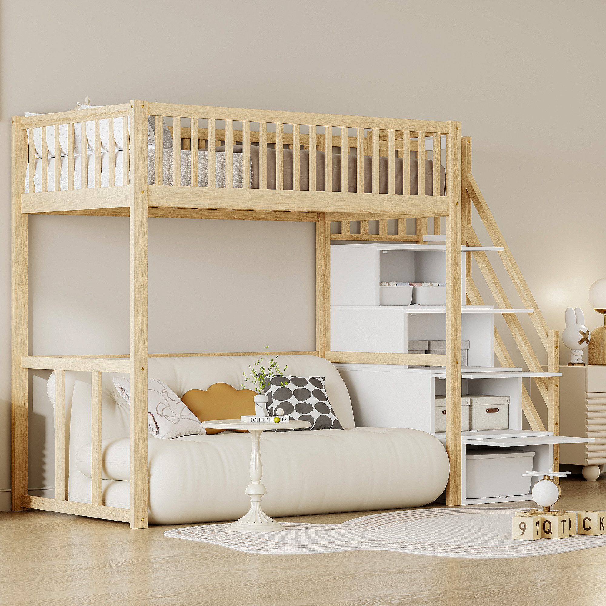 Odikalo Hochbett Jugendbett Kinderbett Massivholzbett Lagerleiter günstig online kaufen