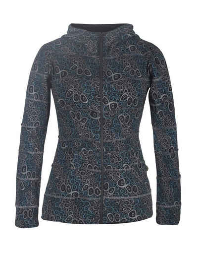 Vishes Kapuzensweatjacke Bedruckte Patchwork Jacke mit Zipfelkapuze Elfen, Hippie, Goa, Boho Style