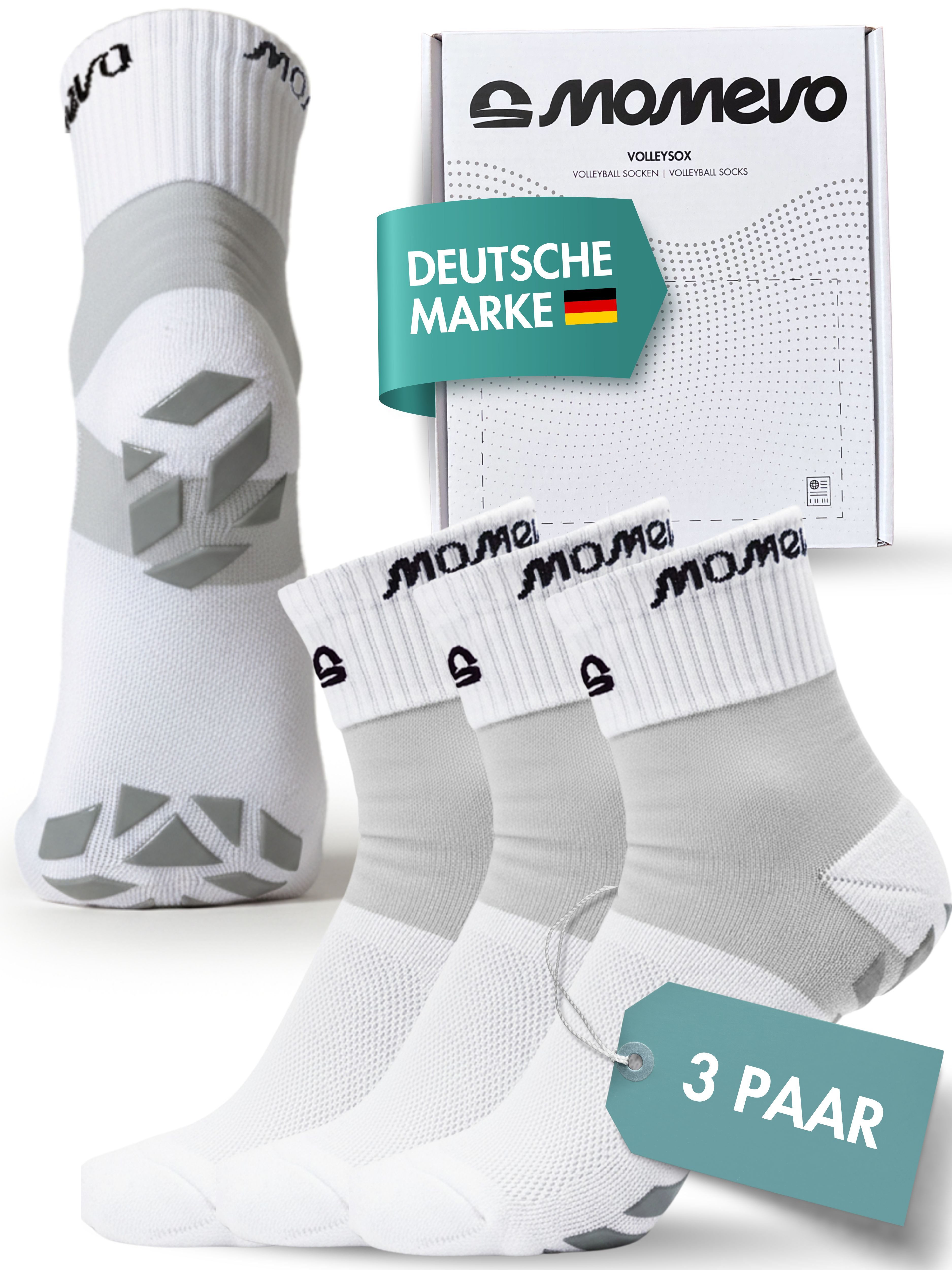 Momevo Sportsocken VolleySox Volleyball Socken mit Grip-Pads – rutschfest & stabil
