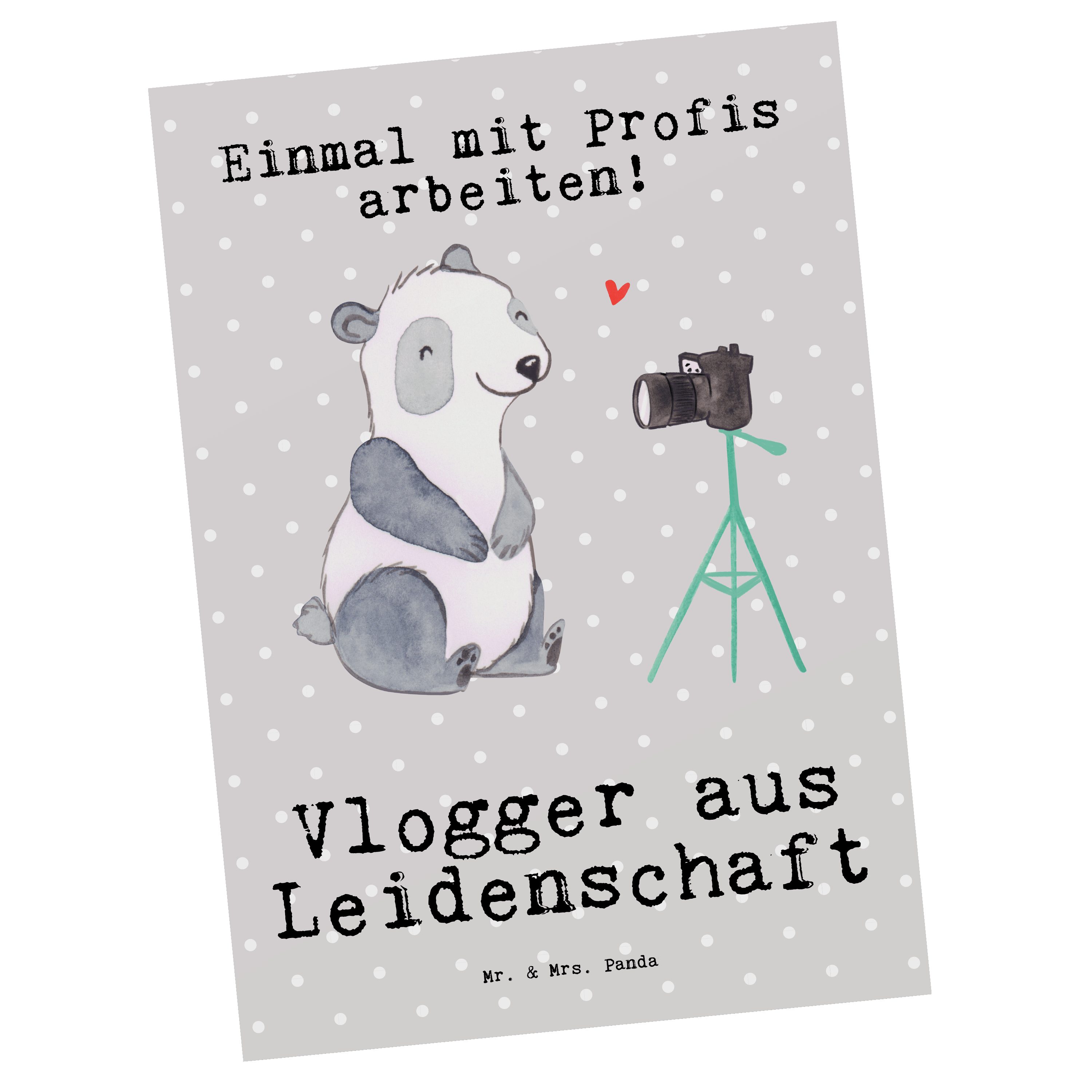 Mr. & Mrs. Panda Postkarte Pastell Leidenschaft Geschenk, D - Arbeitskollege, Vlogger aus - Grau
