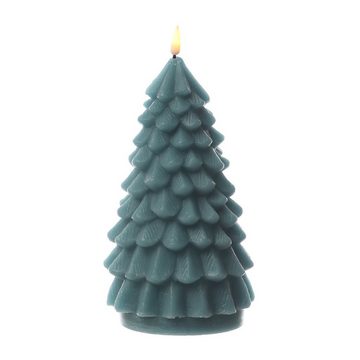 Deluxe Homeart LED-Kerze Tannenbaum Weihnachtsbaum Deluxe Echtwachs flackernd H:18cm dunkelgrün (1-tlg)