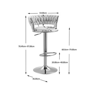 HAUSS SPLOE Barhocker Barhocker Samt 2er Set verstellbare Barstühle Beistellstuhl Drehstuhl (2 St)