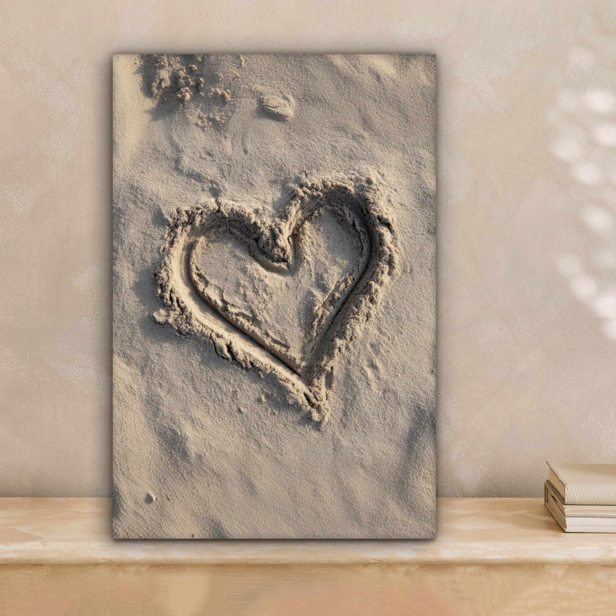 OneMillionCanvasses® Leinwandbild Herzform - Signiert - Beige - Sand, Fotod günstig online kaufen