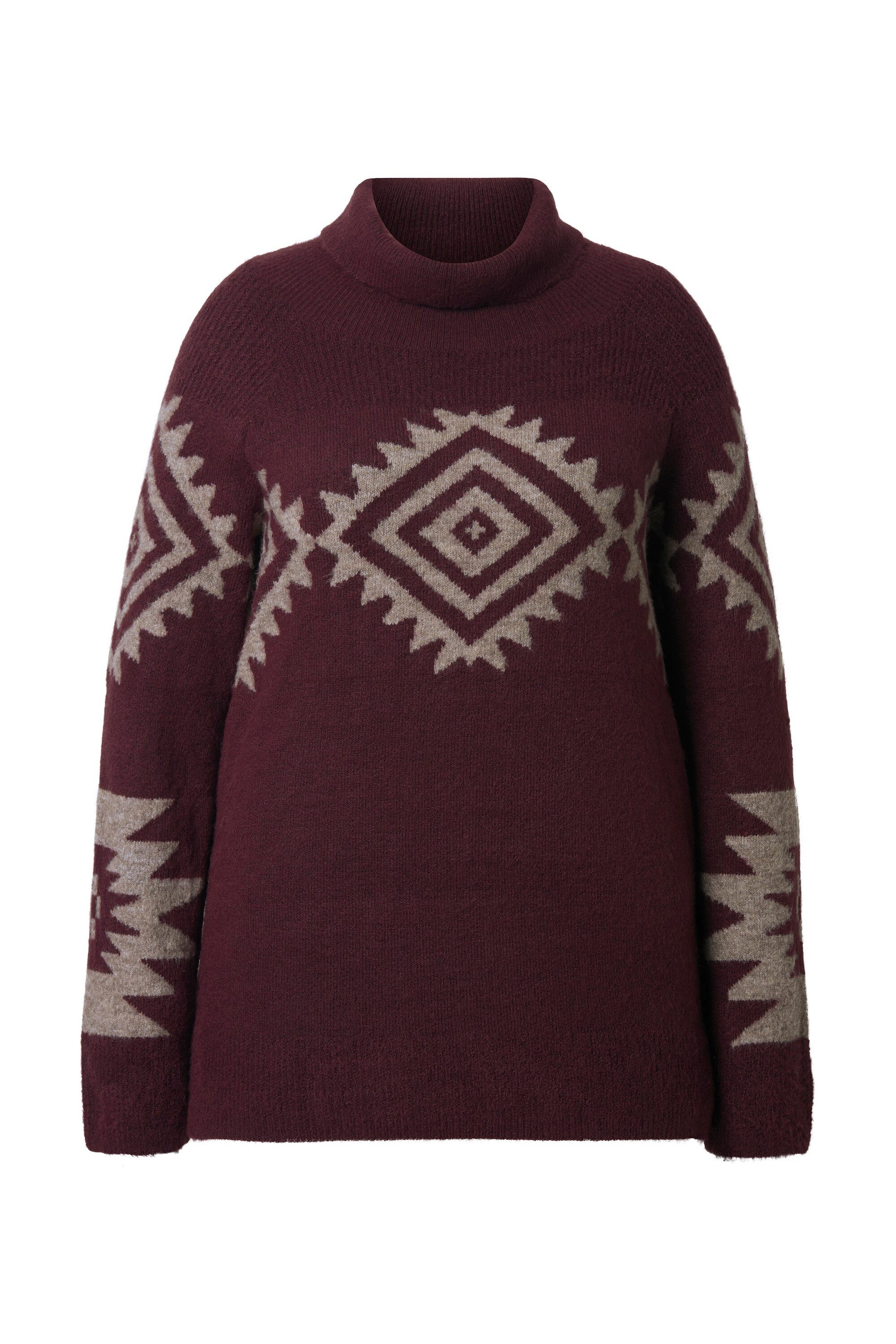 Ulla Popken Rollkragenpullover Pullover Strickmuster Rollkragen Raglan-Langarm