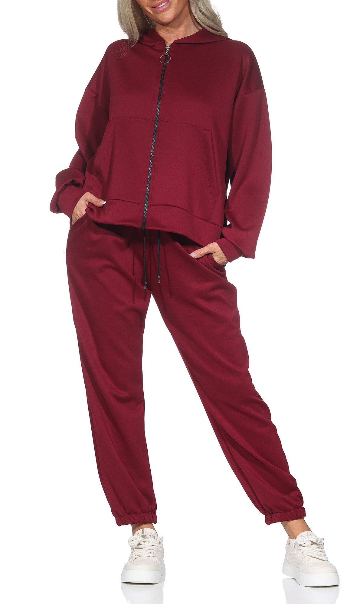 simaranda Jogginganzug Damen Jogginganzug 618 36-42 Weinrot