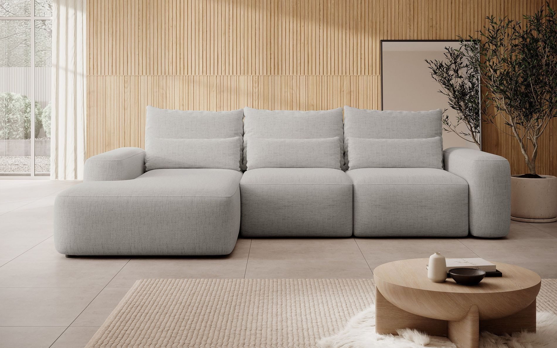 Selsey Ecksofa CARNOS, mit Schlaffunktion, Bettkasten, wasserfestem Chenille, Lendenkissen