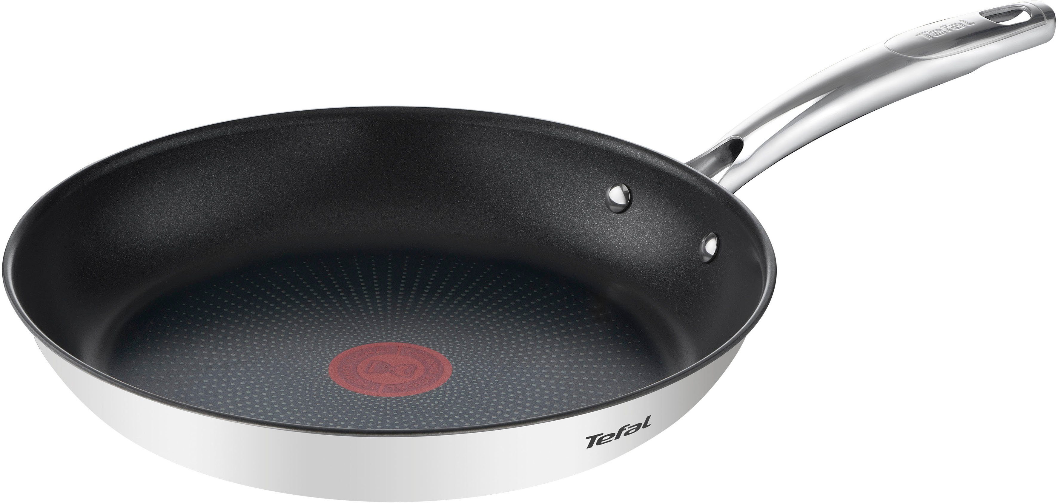 Tefal Bratpfanne Duetto+, langlebige Antihaftversiegelung, Thermo-Signal, Edelstahl, Premium Edelstahl, Induktionspfanne, für alle Herdarten geeignet