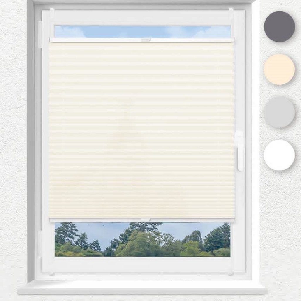 OUBO Plissee ohne Bohren Klemmfix, Sichtschutz und Sonnenschutz, Lichtdurchlässig Rollo für Fenster & Tür, Klemmfix, mitgelieferten, verstellbaren Klemmträger
