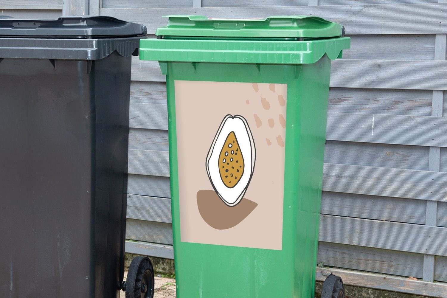 Abfalbehälter - Mülltonne, Container, Feige Braun Sticker, - - (1 Grau Sommer St), Mülleimer-aufkleber, MuchoWow Wandsticker