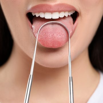 Montegoni Aufsteckbürsten Zungenreiniger aus Edelstahl, Zungenreinigeraufsatz, Zungenschaber aus Metall, Zungenbürste Ayurveda,Antibakteriell gegen Mundgeruch