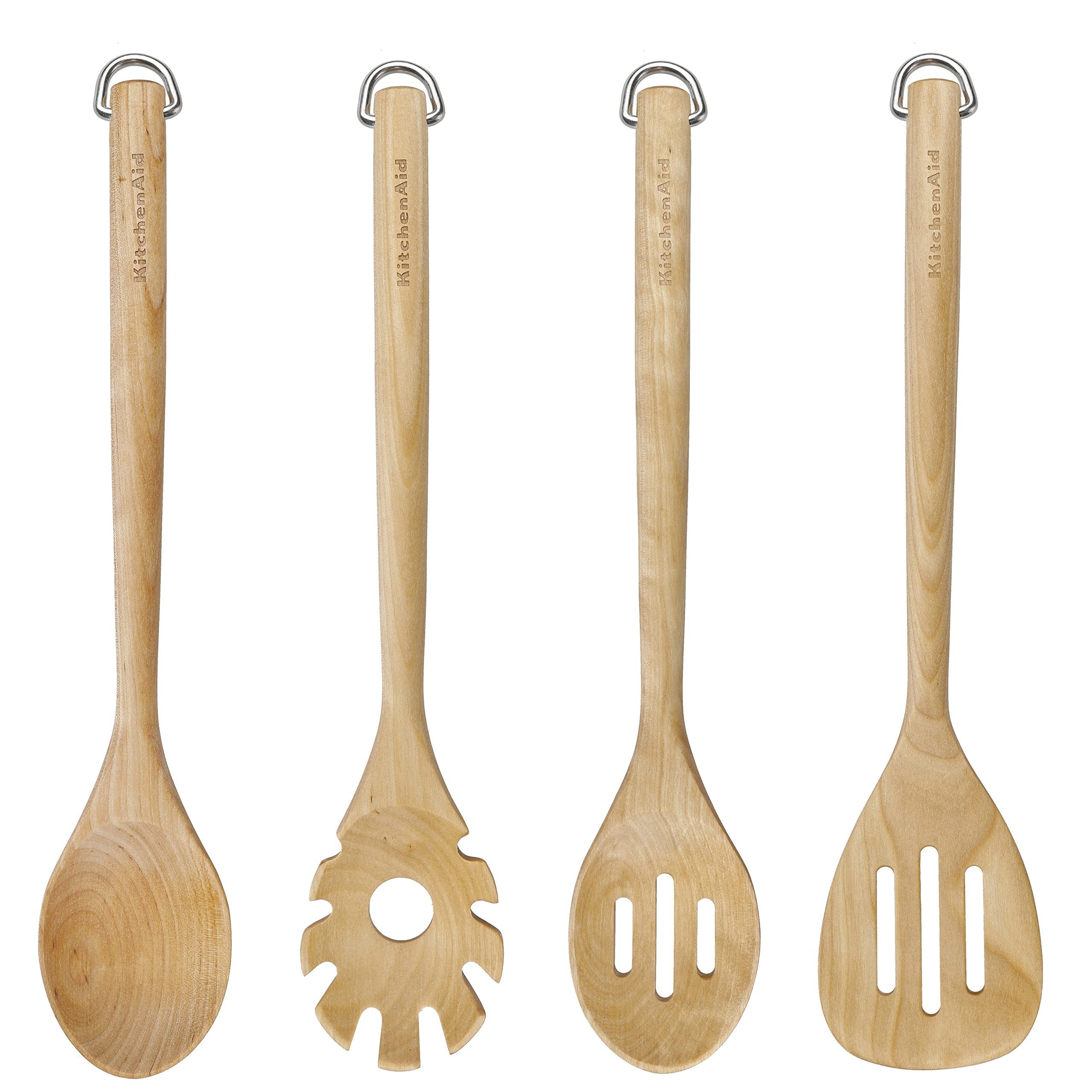 KitchenAid Kochlöffel KQR752BXE, Holz-Werkzeugset aus Birkenholz in Naturfarbe