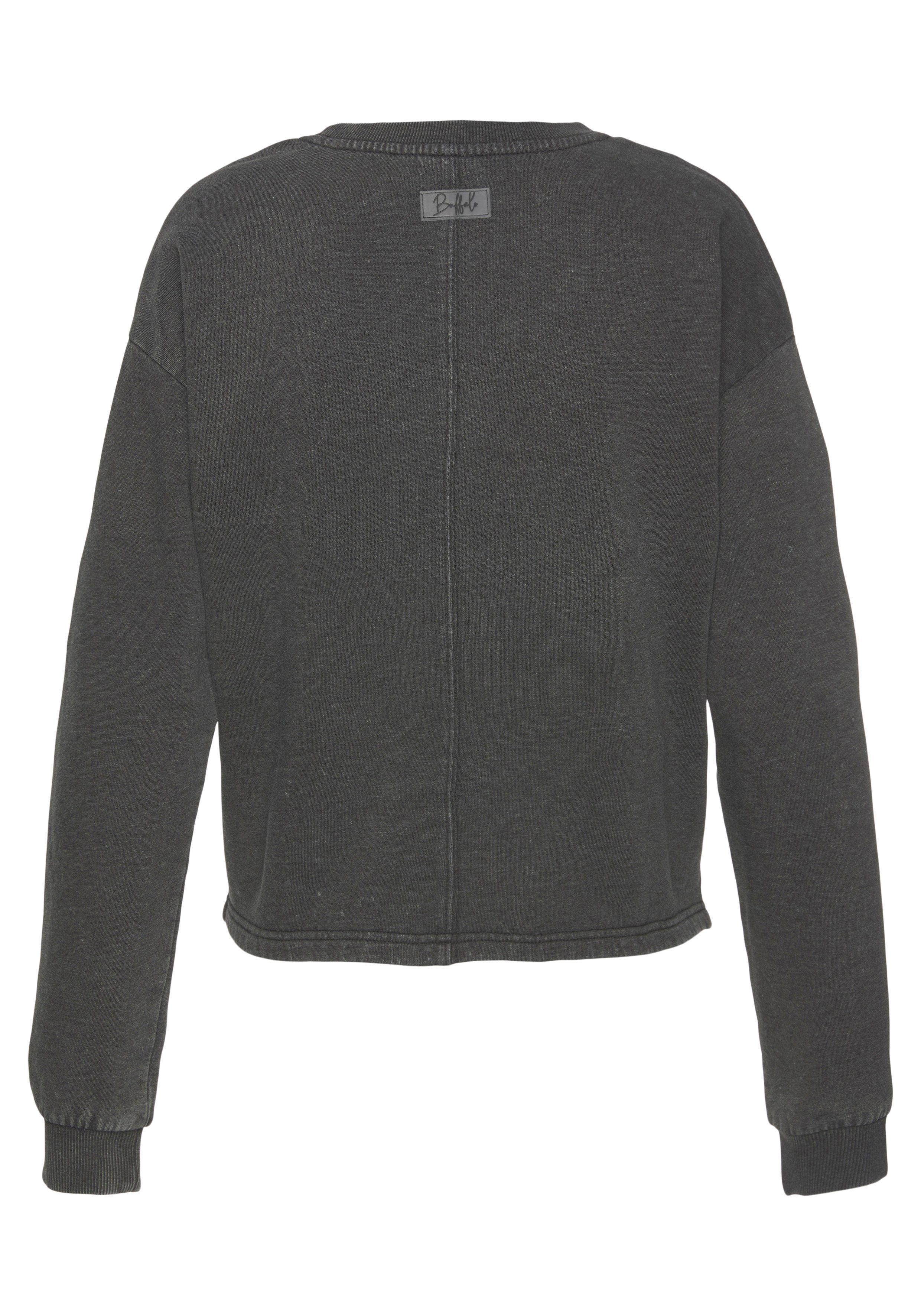 Buffalo Loungeanzug schwarz Form in kurzer Sweatshirt mit Logostickerei,
