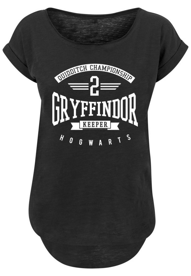 F4NT4STIC T-Shirt Harry Potter Gryffindor Keeper Print, Hinten extra lang  geschnittenes Damen T-Shirt