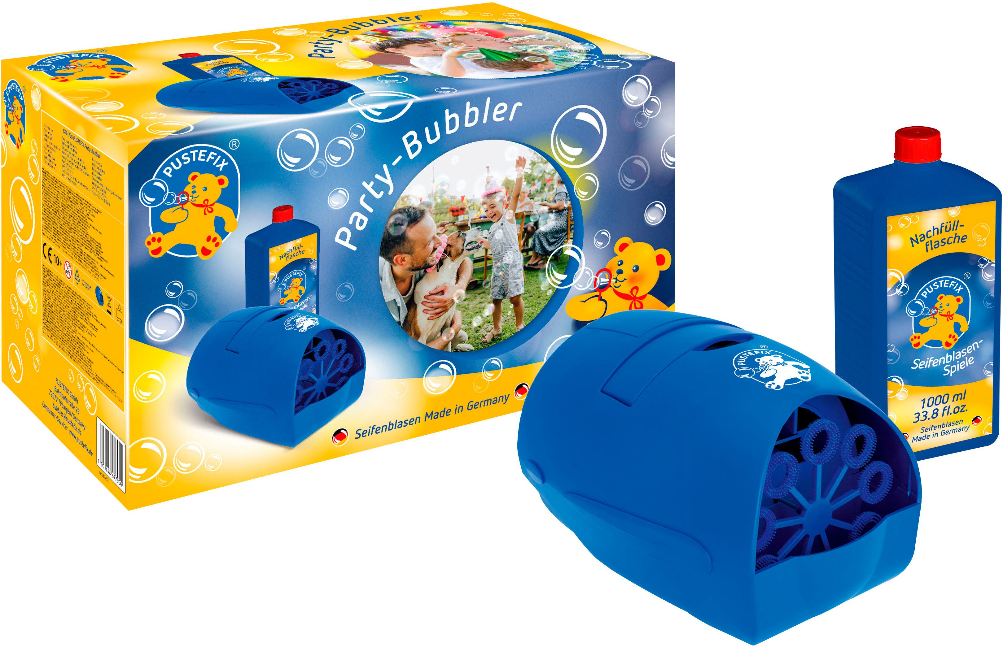 PUSTEFIX Seifenblasen Kanone Party-Bubbler, Made in Germany