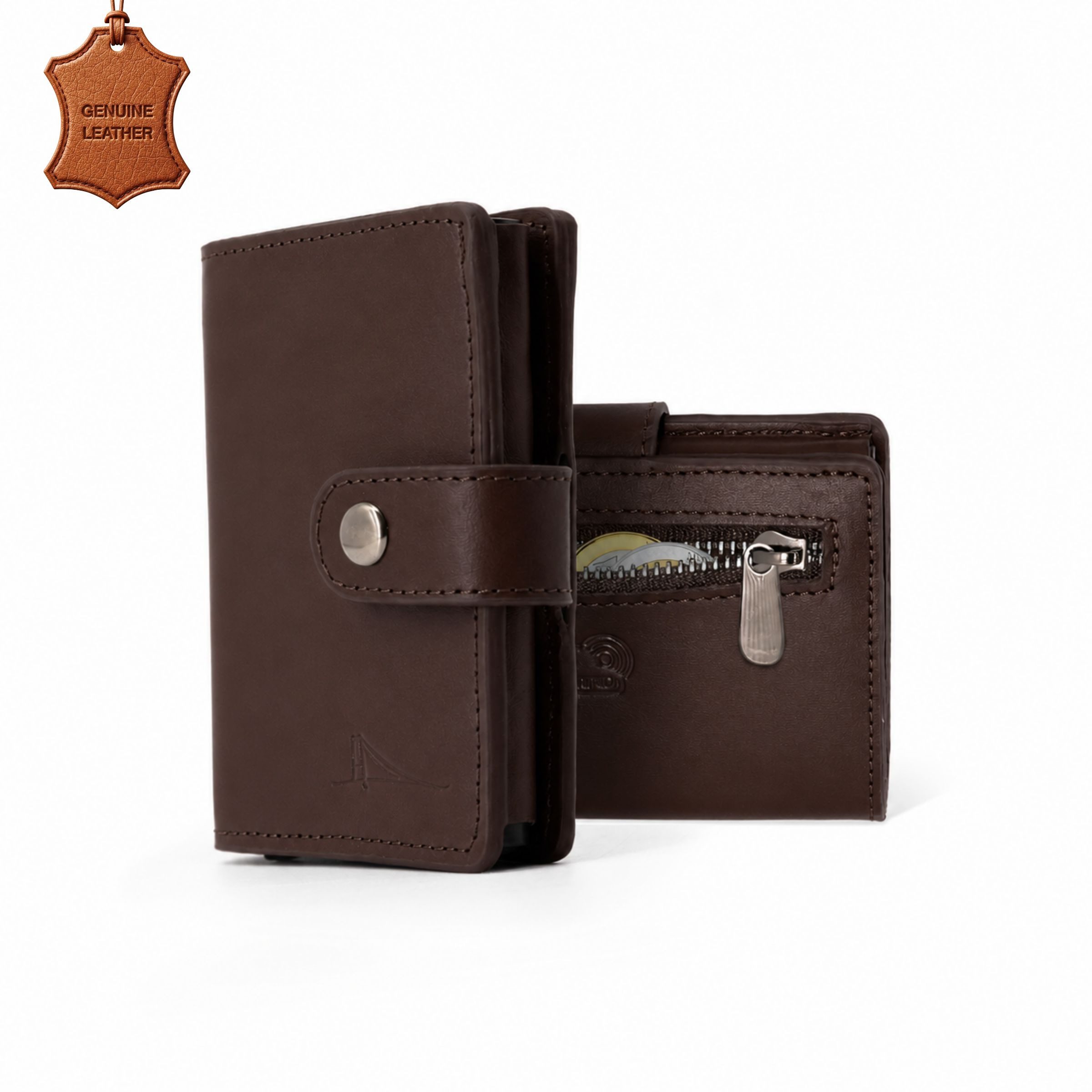 herémood Geldbörse Portemonnaie Damen & Herren, Leder Geldbörse Wallet mit RFID Schutz (Kartenetui mit Münzfach, Card Holder, Geburtstag Geschenk Papa & Mama, 1-tlg., Geldbörse Braun Unisex Wallets for Men Leder Kartenhalter Wallet), 11 Kartenfächer, Reißverschluss Münzfach, Handarbeit, Kompakt