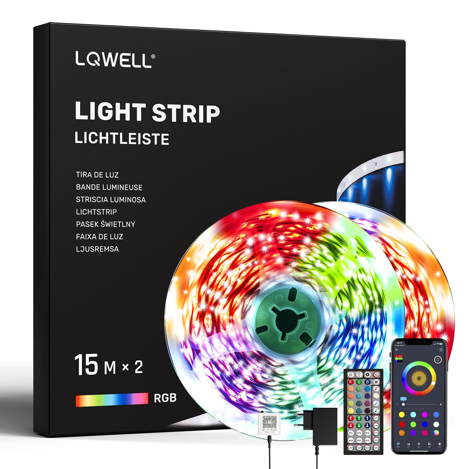 LQWELL LED-Streifen 10-30m LED Strip Licht-Band Leiste RGB einstellbar Fern günstig online kaufen