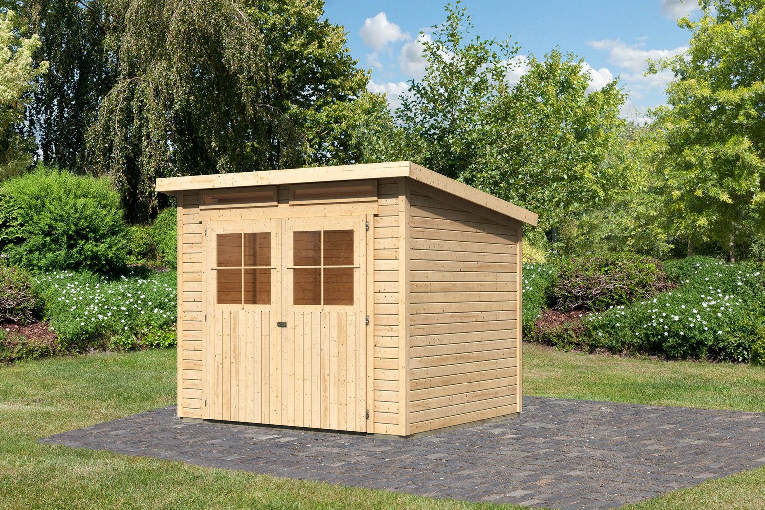 Karibu Gartenhaus Karibu Gartenhaus Glücksburg, 19 mm, 267 x 236 cm, Typ 4, natur, ohne Anbau