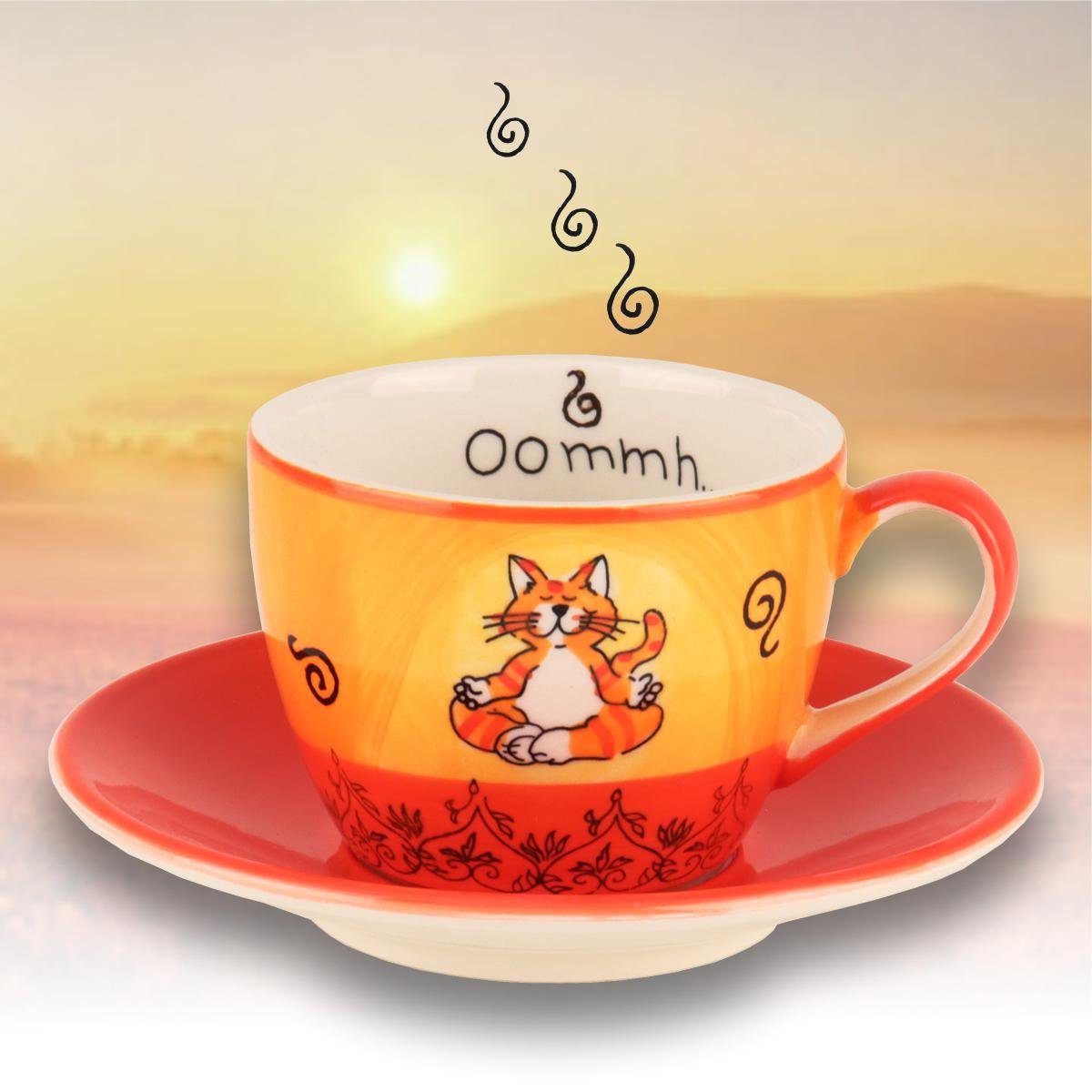 Mila Cappuccinotasse Mila Keramik Cappuccino-Tasse mit Untere Oommh Katze, Keramik