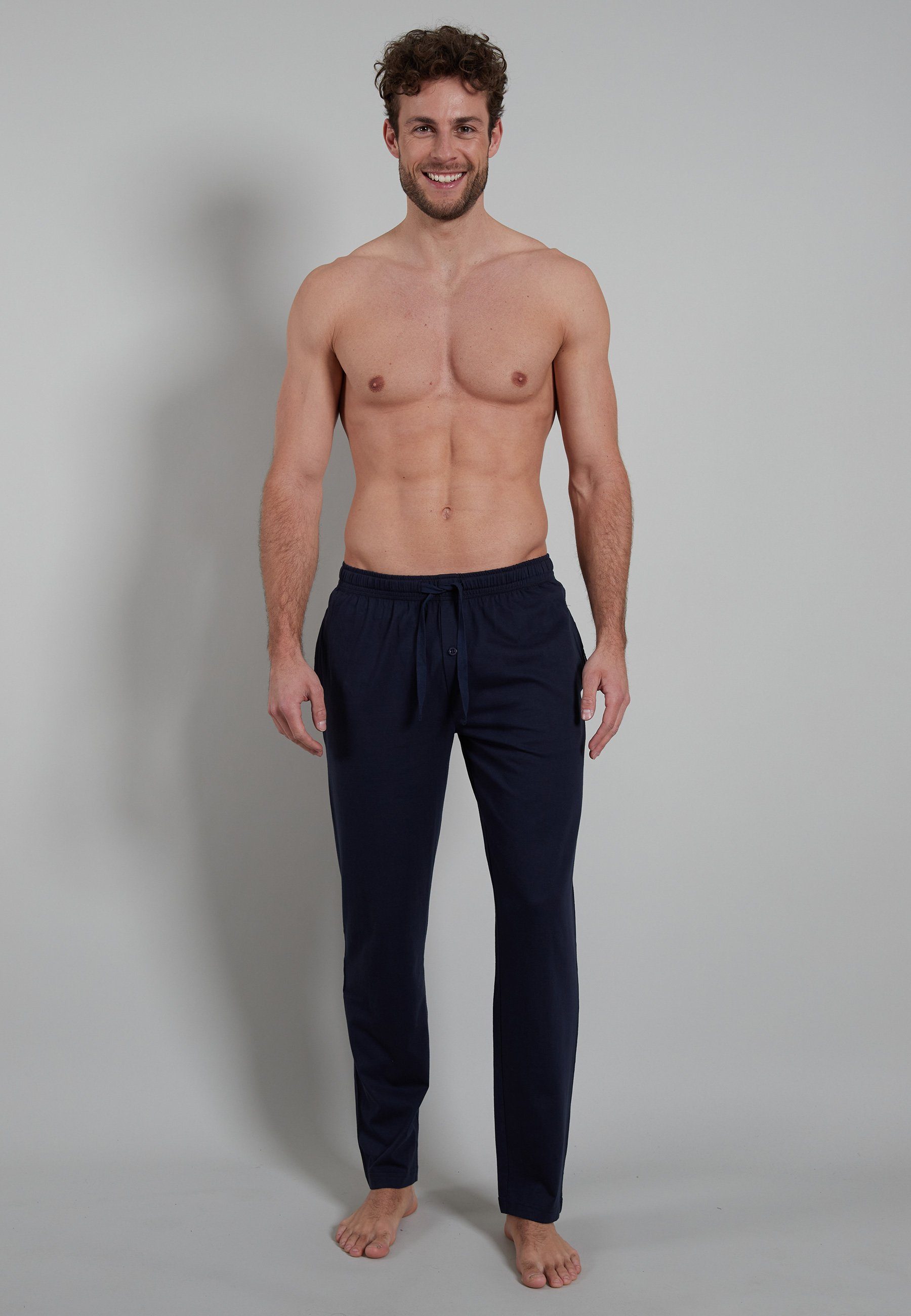 GÖTZBURG Schlafhose GÖTZBURG Herren Lange-Hose blau uni (1-tlg) günstig online kaufen