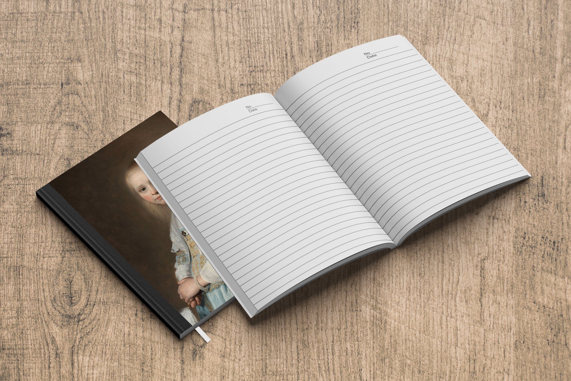 MuchoWow Notizbuch Porträt eines Haushaltsbuch - Seiten, von Mädchens Merkzettel, in Cornelisz., Gemälde Notizheft, Blau Tagebuch, A5, Johannes Journal, 98