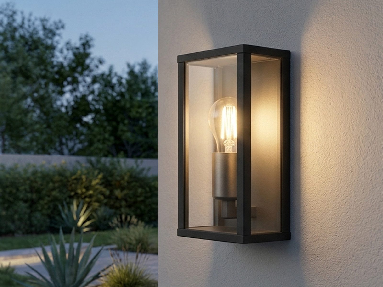 TRIO Leuchten LED Außen-Wandleuchte Aluminium Anthrazit mit Glas, Höhe 26cm, LED wechselbar, warmweiß, Wand Außenleuchte, Fassadenbeleuchtung Hauswand Haustür inkl. E27 LED