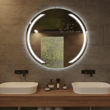 Village Design Badspiegel Rund Spiegel Sayra, Spiegel mit LED Beleuchtung, Badspiegel rund