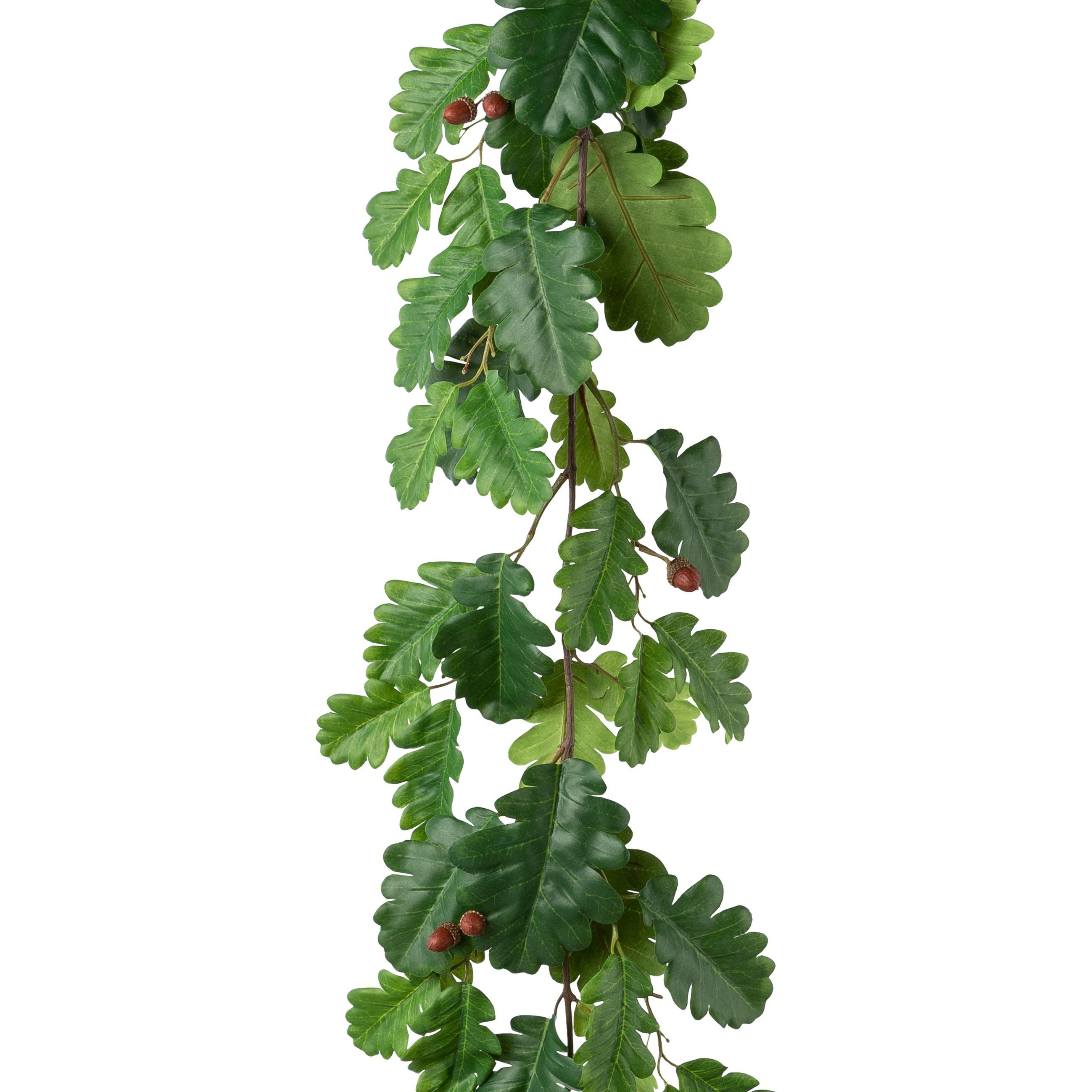 Kunstgirlande Künstliche EICHENGIRLANDE, mit Eicheln, Eichenlaub, ca. 180 cm, GRÜN