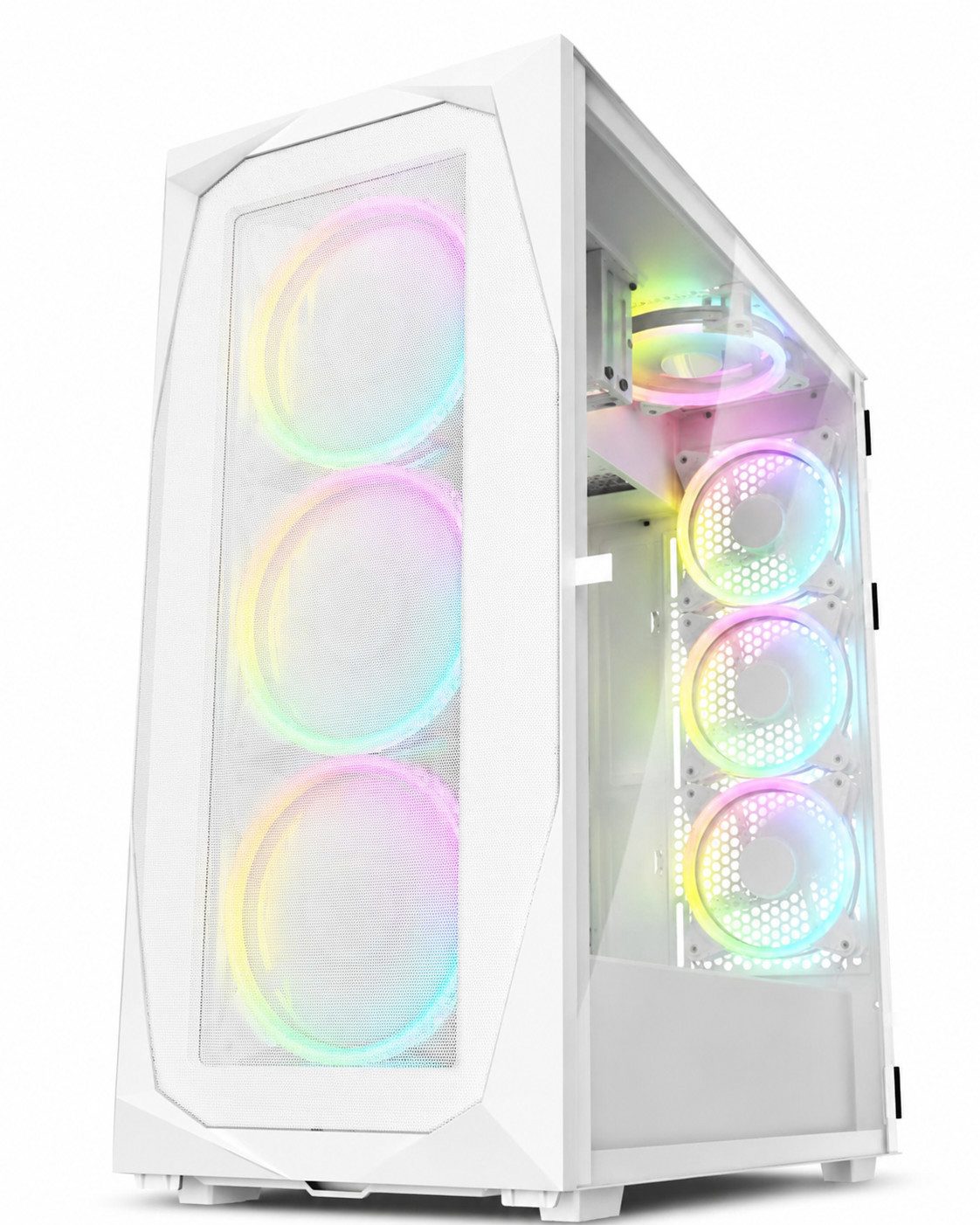 Sharkoon PC-Gehäuse REV300 RGB ATX Gaming PC Gehäuse Computer Tower Computergehäuse, RGB Gaming Gehäuse Computergehäuse Micro PC Computer Gaming Tower