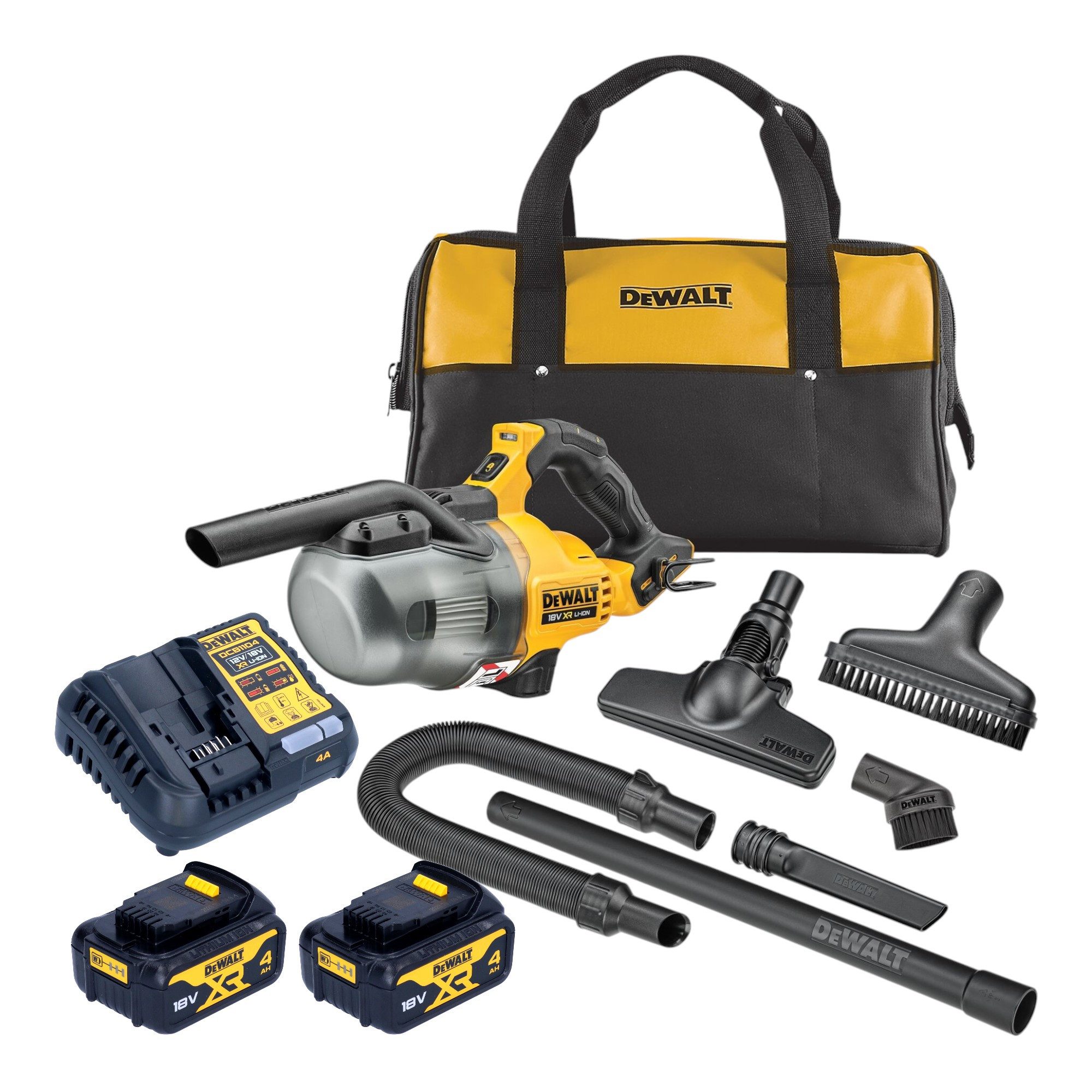 DeWalt Akku-Handstaubsauger DCV 501 LM2 18 V 0,7 l Staubklasse L + 2x Akku 4,0 Ah + Ladegerät