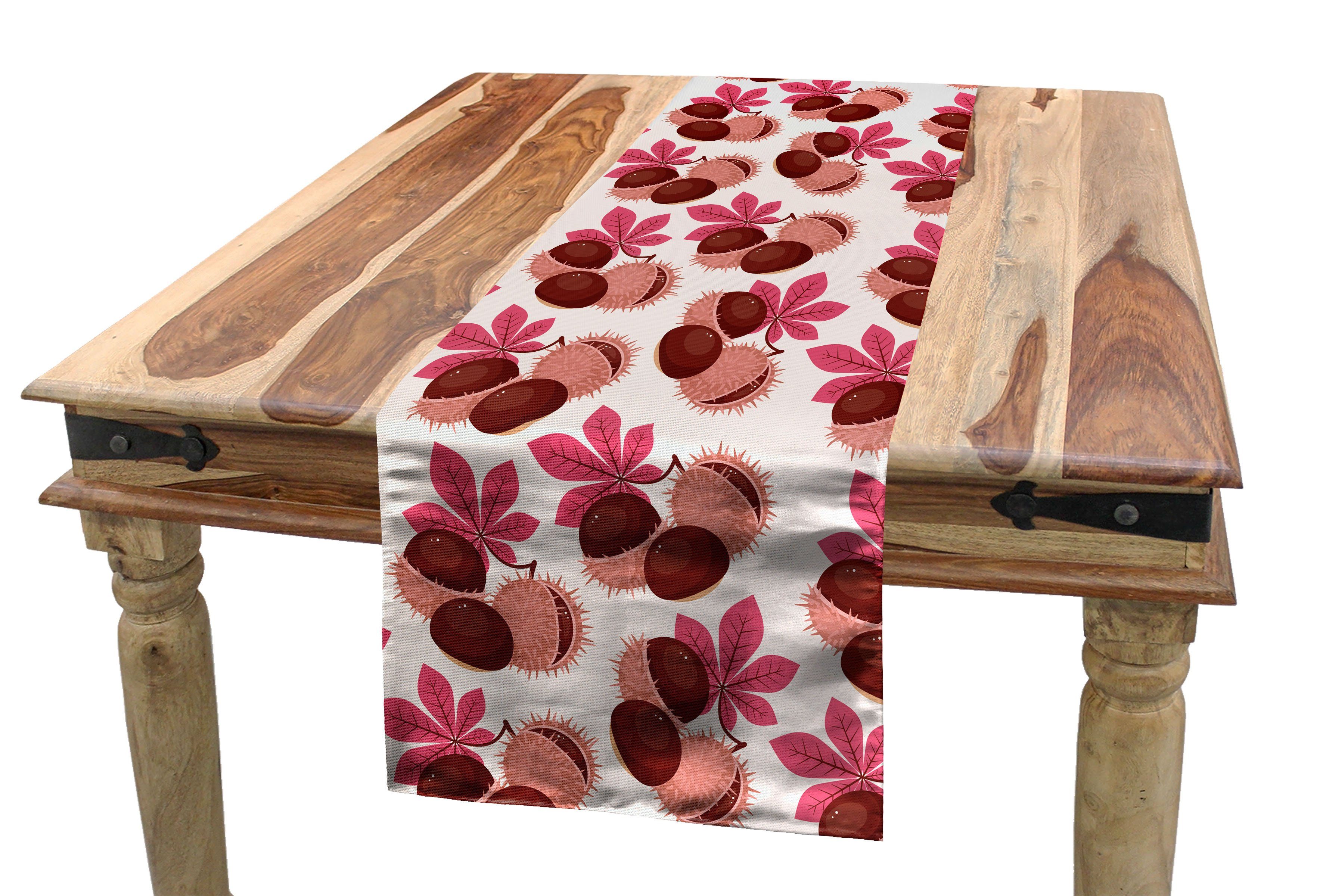 Abakuhaus Tischläufer Esszimmer Küche Rechteckiger Dekorativer Tischläufer, Exotisch Chestnut Seeds Herbst Woods | Tischläufer
