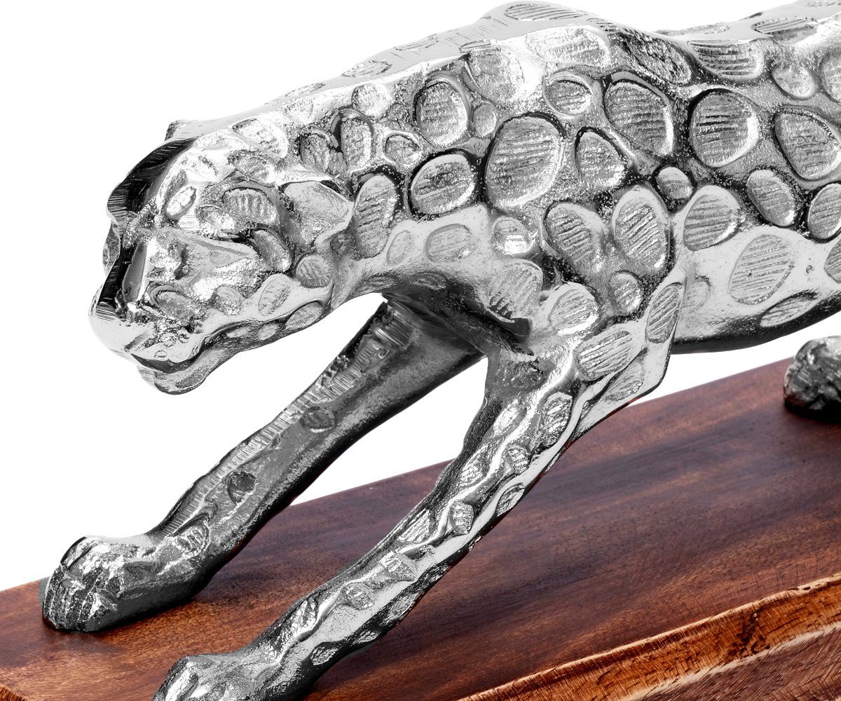 Dekofigur Figur Leopard Panther Skulptur Brillibrum Metall Silber Deko Panther Figur