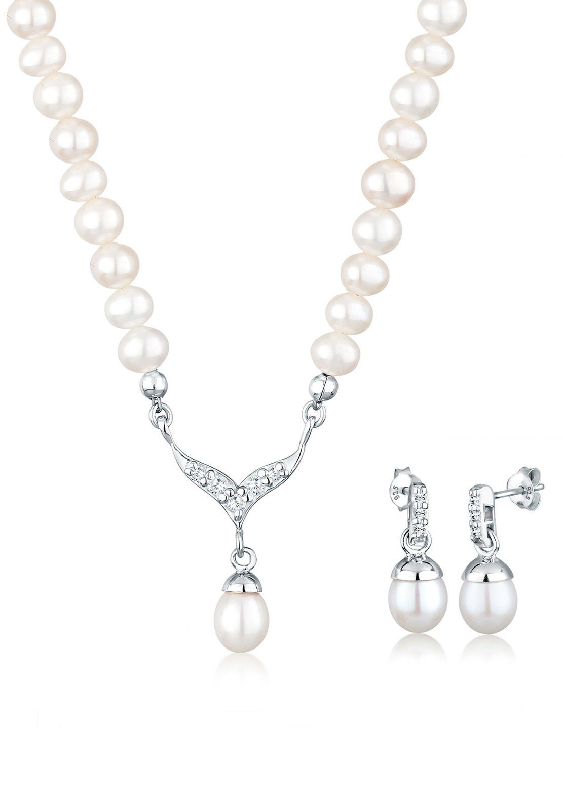 Elli Schmuckset Süßwasserzuchtperlen Weiß 925 Sterling günstig online kaufen