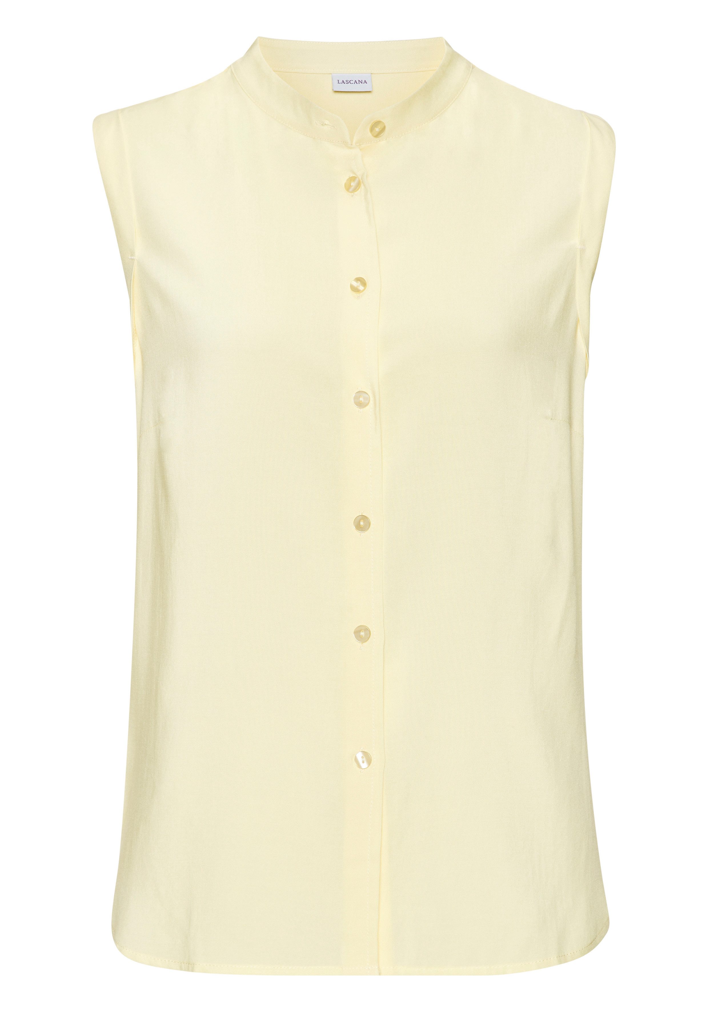 LASCANA Blusentop mit Ärmelaufschlag Ärmelloses Blusenshirt, leichte Damenbluse, lockere Sommerbluse – Bild 2 von 5