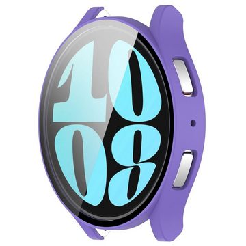 Wigento Smartwatch-Armband Für Samsung Galaxy Watch 6 44mm Integrierte Uhrenschutzhülle Case Lila