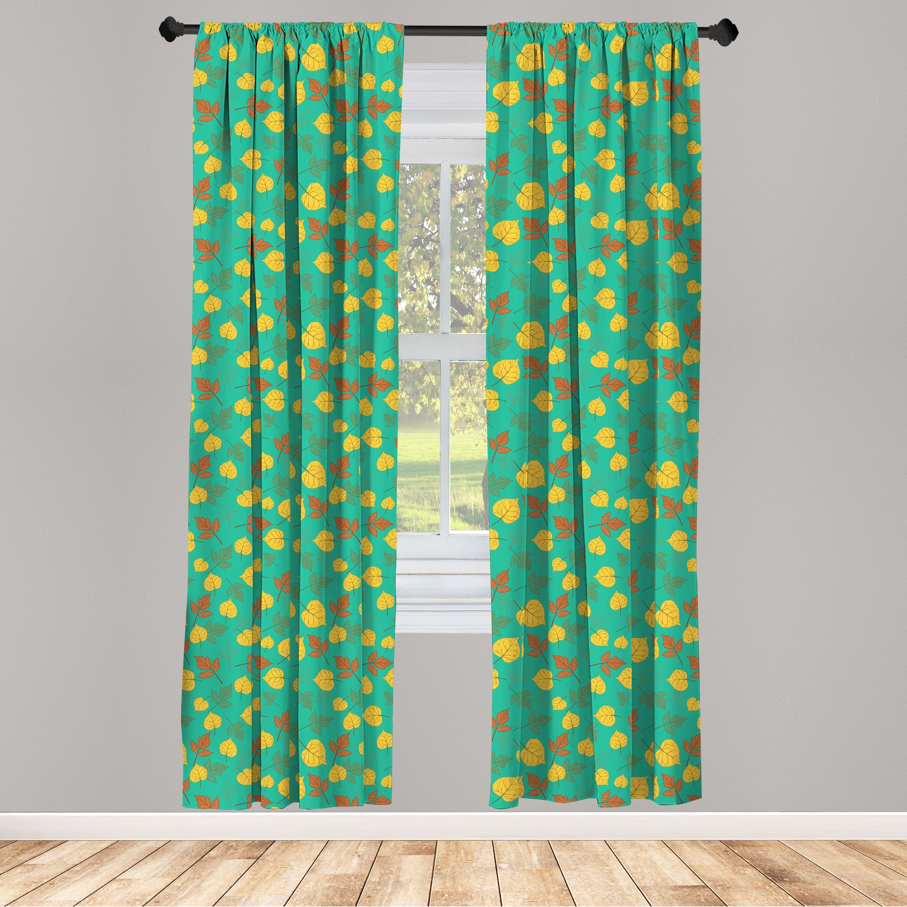 Gardine Vorhang für Wohnzimmer Schlafzimmer Dekor, Abakuhaus, Microfaser, Herbst Saisonfall des Blattes