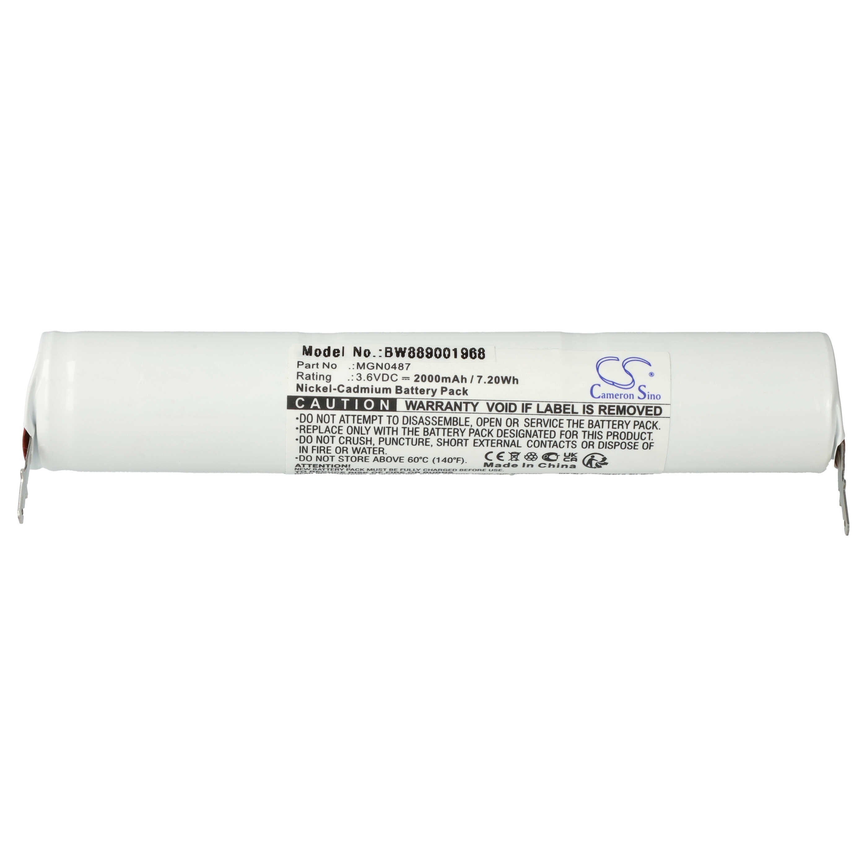 Ersatz für Type MGN0487 für Notbeleuchtung (2000 mAh, 3,6 V, NiCd) Akku