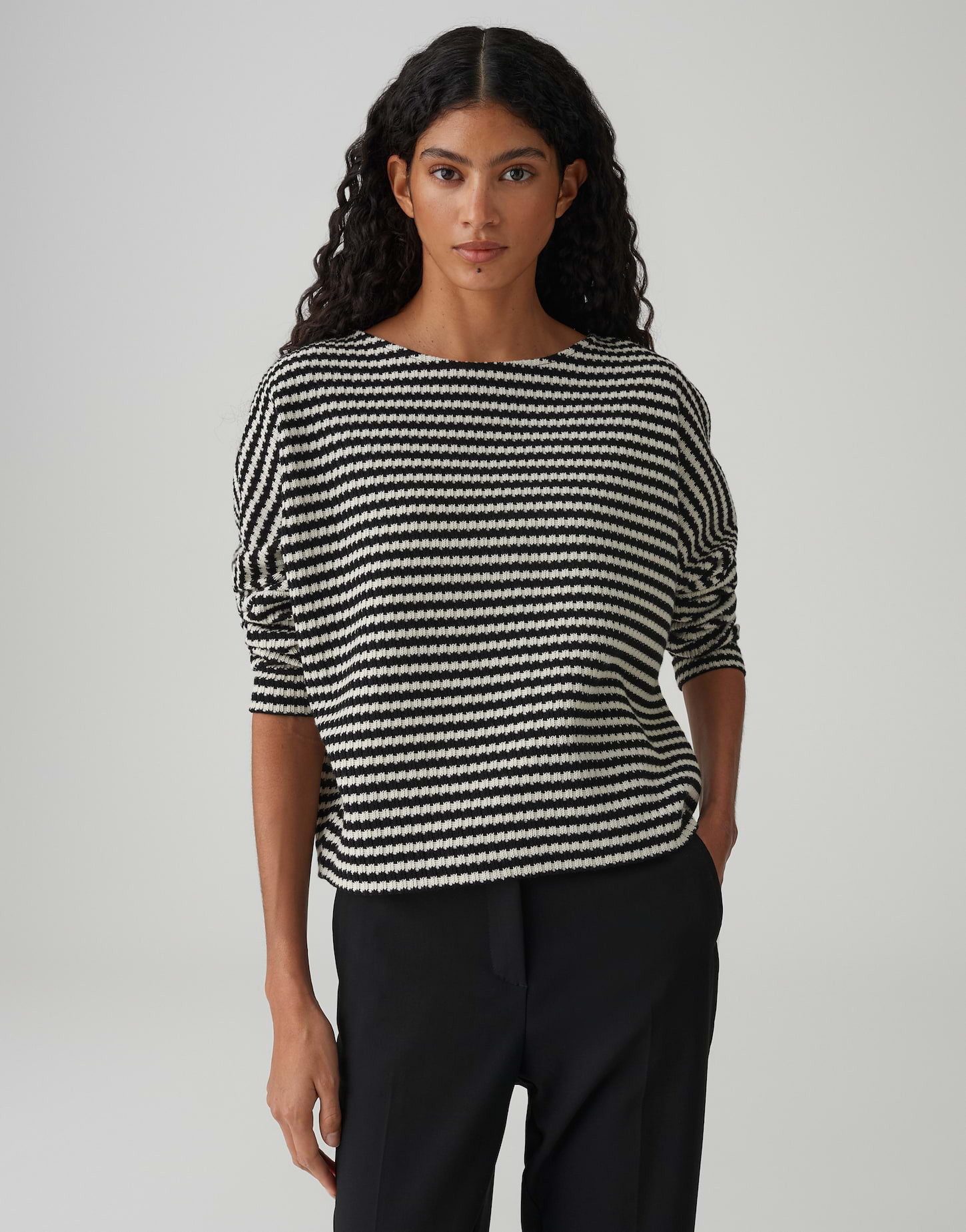 OPUS Sweatshirt GRESH in Strickoptik Lockere Passform, schmal zulaufender S günstig online kaufen