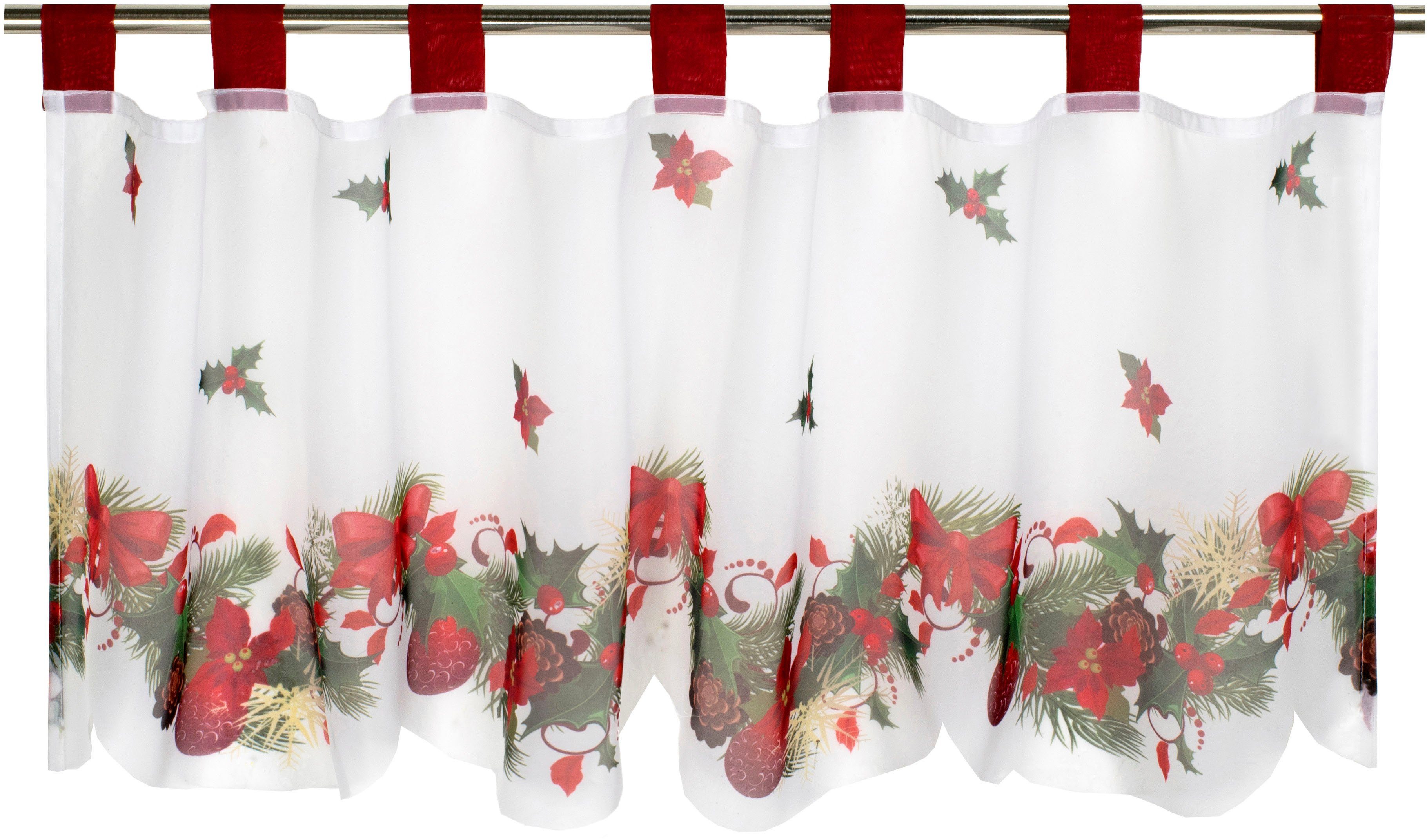 Delindo Lifestyle Gardine Weihnachten (1 St), Schlaufen, transparent, mit Schlaufenaufhängung, für die Küche