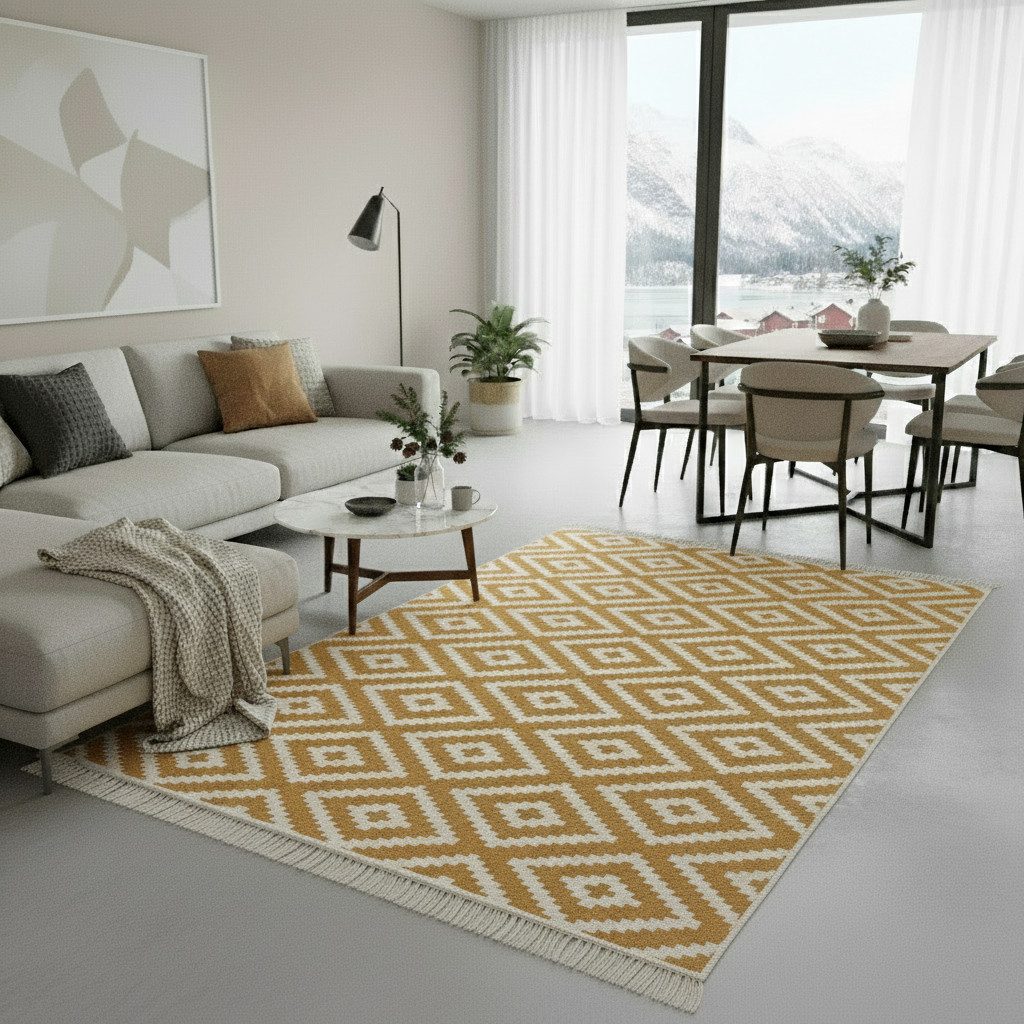 Jimri Teppich Kelim Teppich Wohnzimmer Schlafzimmer Küche, Badezimmer Läufer Flur, Rechteckig, Wendeteppich