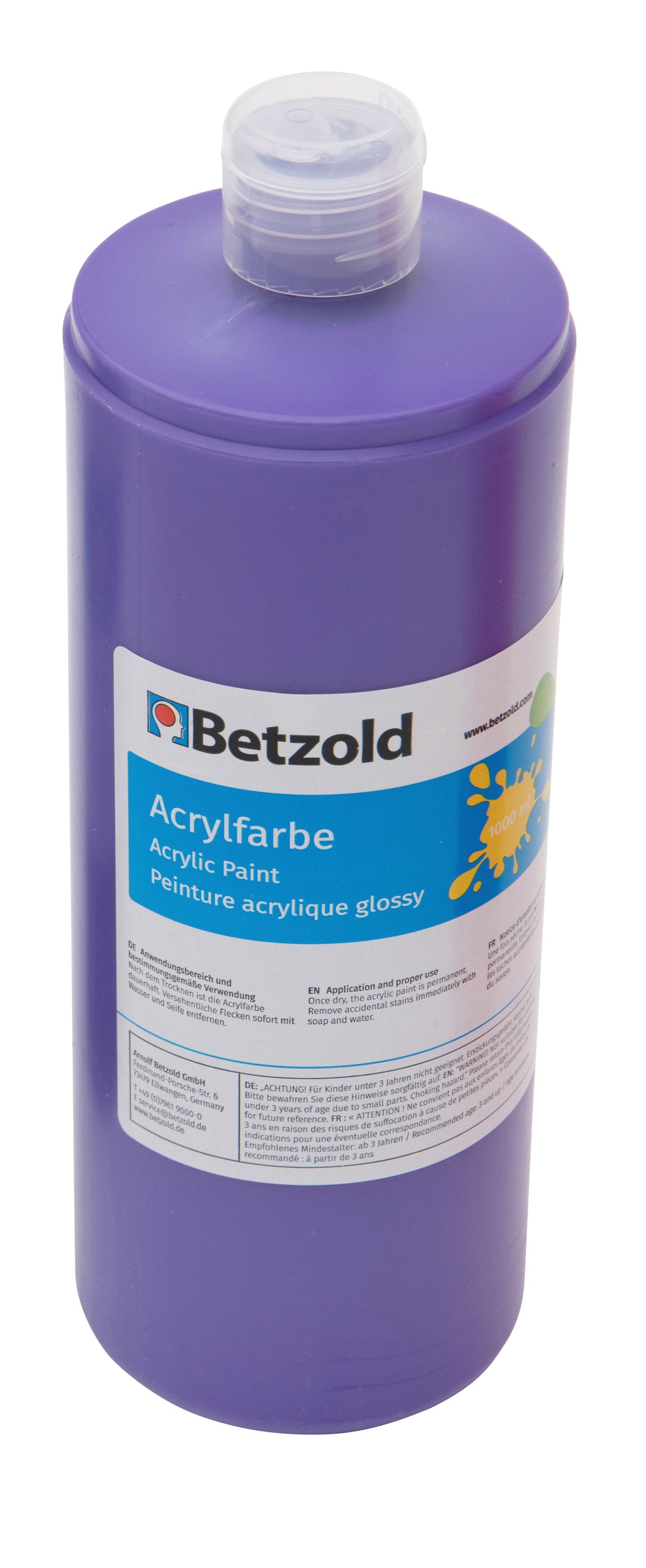 Betzold Acrylfarbe Acrylfarbe 1 l - Hohe Deckkraft mit Glanzeffekt, Wasserfest