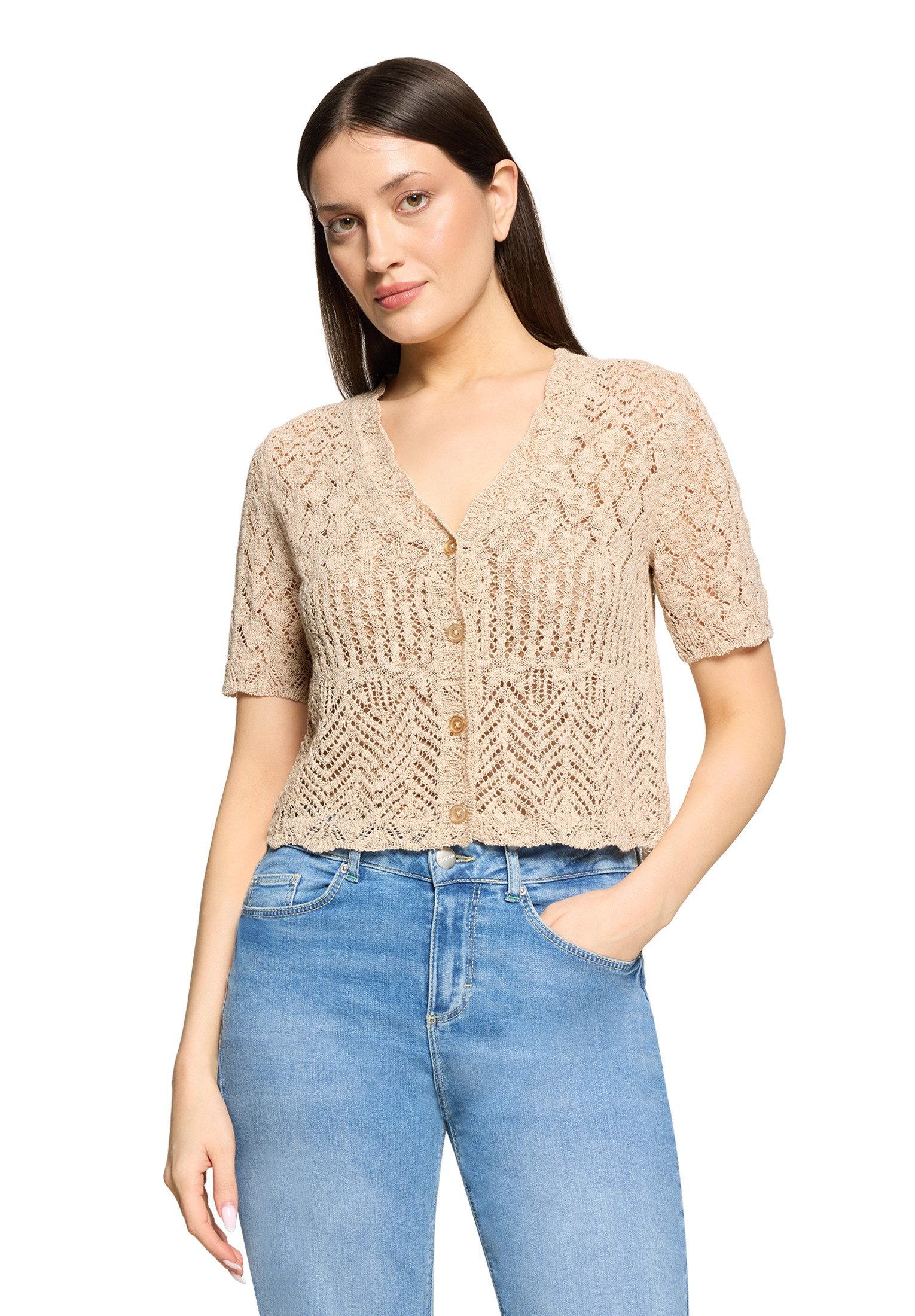 Cartoon Strickjacke Damen mit V-Ausschnitt (1-tlg)