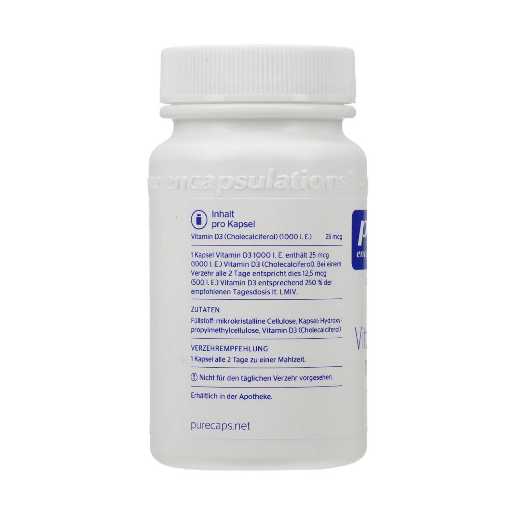 pro medico GmbH PURE ENCAPSULATIONS Vitamin D3 1000 I.E. Kapseln Kapsel