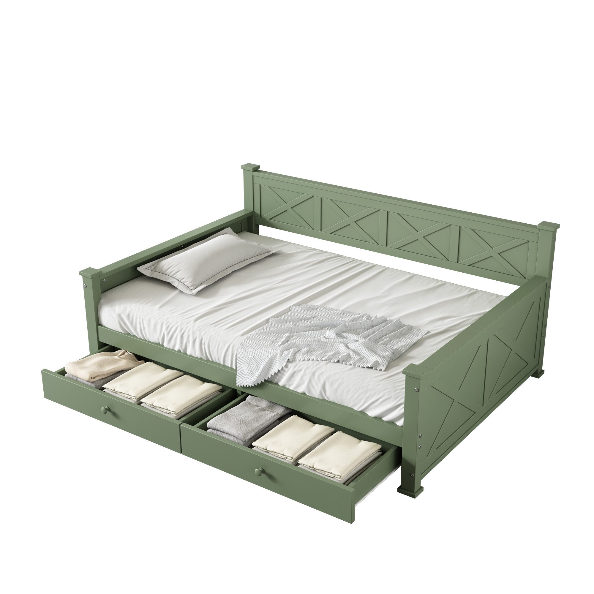 TavilaEcon Holzbett Flachbett Einzelbett, 2 Schubladen, günstig online kaufen