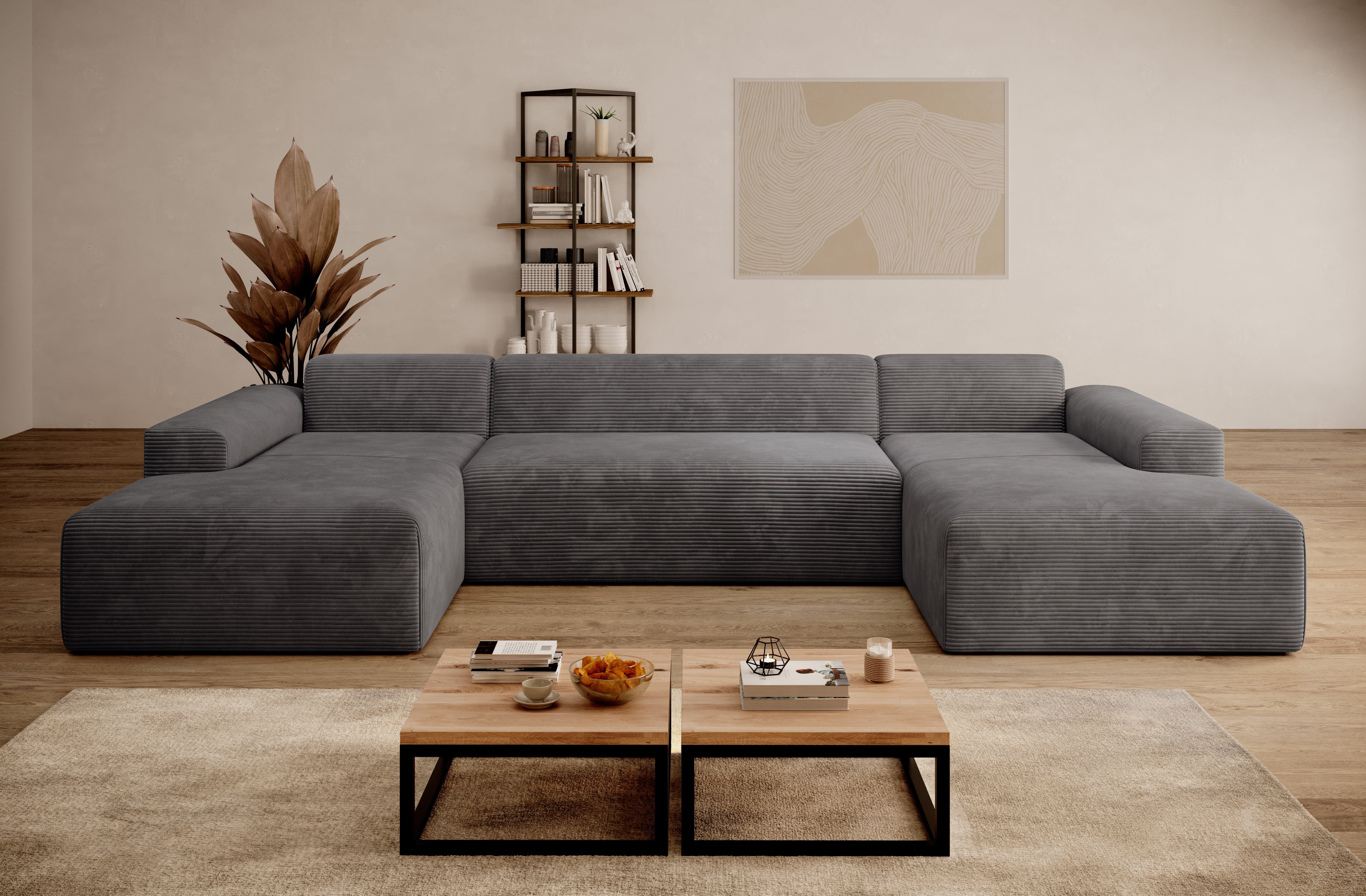 PROMETO Möbel Ecksofa Empire Ecksofa U-Form, Sofa U-Form Beige und Grau günstig online kaufen