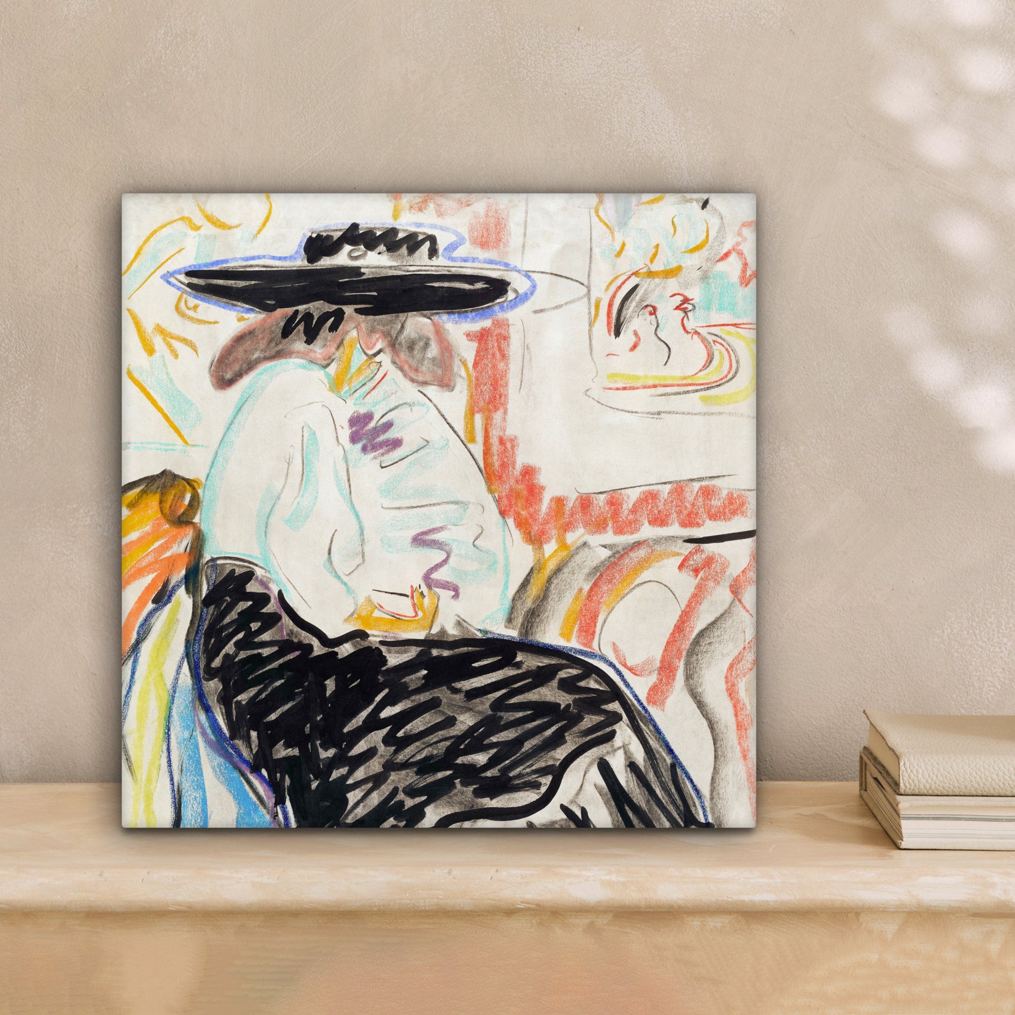 OneMillionCanvasses® Gemälde Kunst - für Meister, Schlafzimmer, (1 St), Wohnzimmer Alte cm Bilder 20x20 - Leinwand Abstrakt - Frau